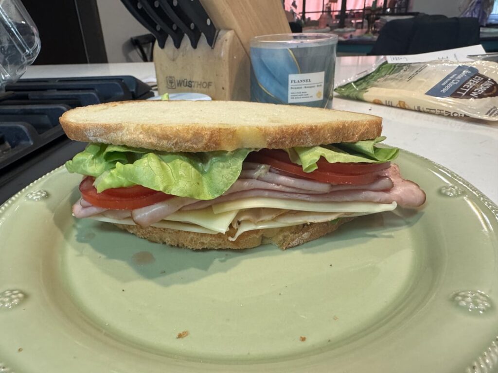 Turkey and Ham on sourdough. Lunch of champions