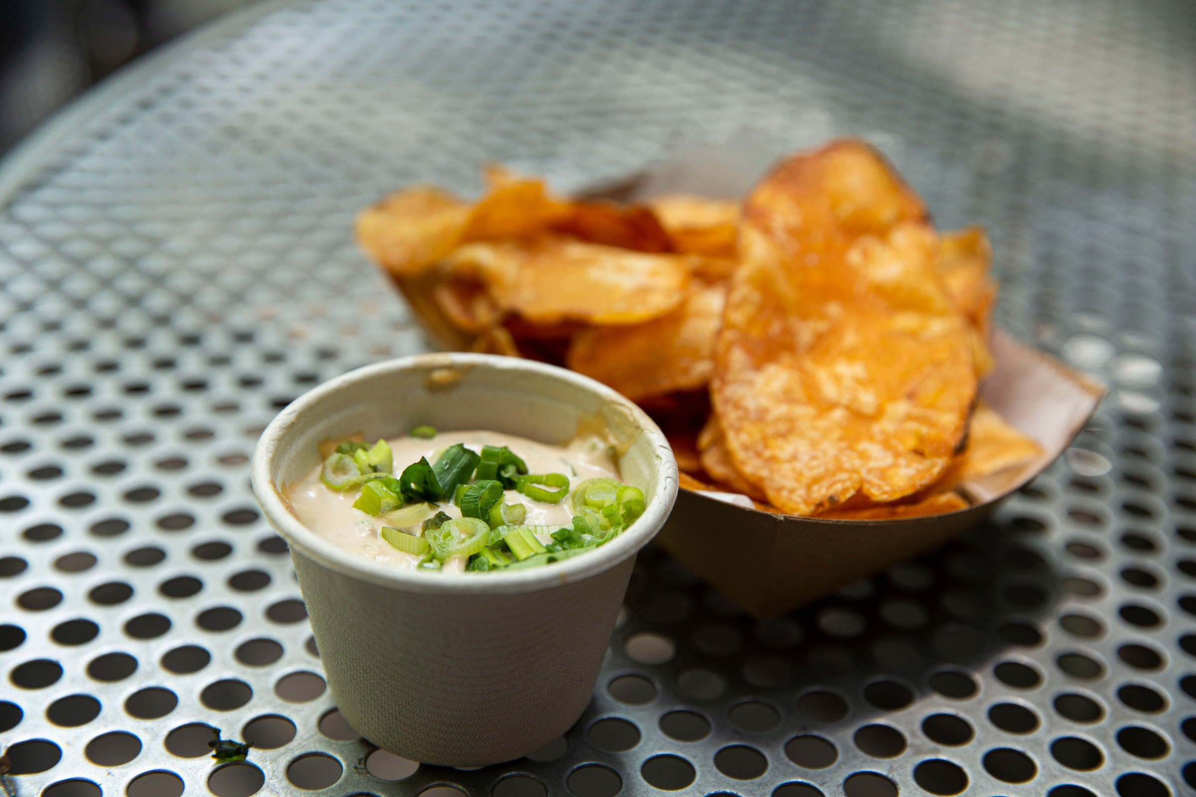 MTHR Vegan’s house chips and onion dip