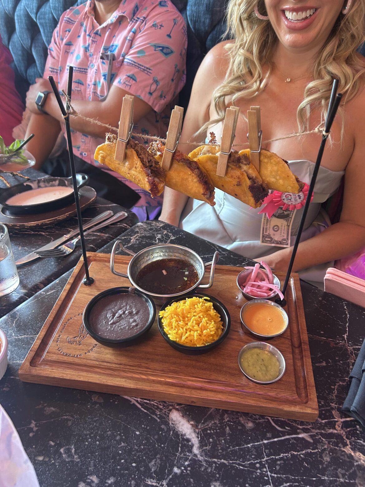 Tacos hanging out to dry