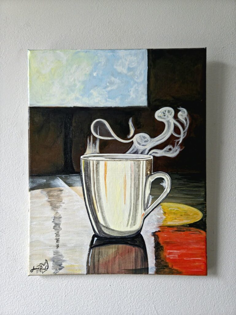 Painted a morning cup, acrylic on canvas