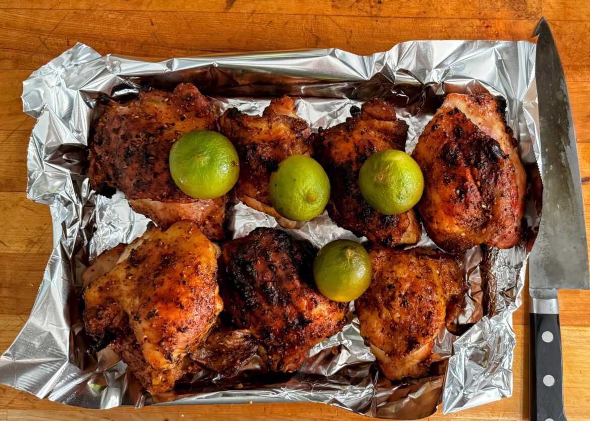 Grilled Chicken Thighs and Limes