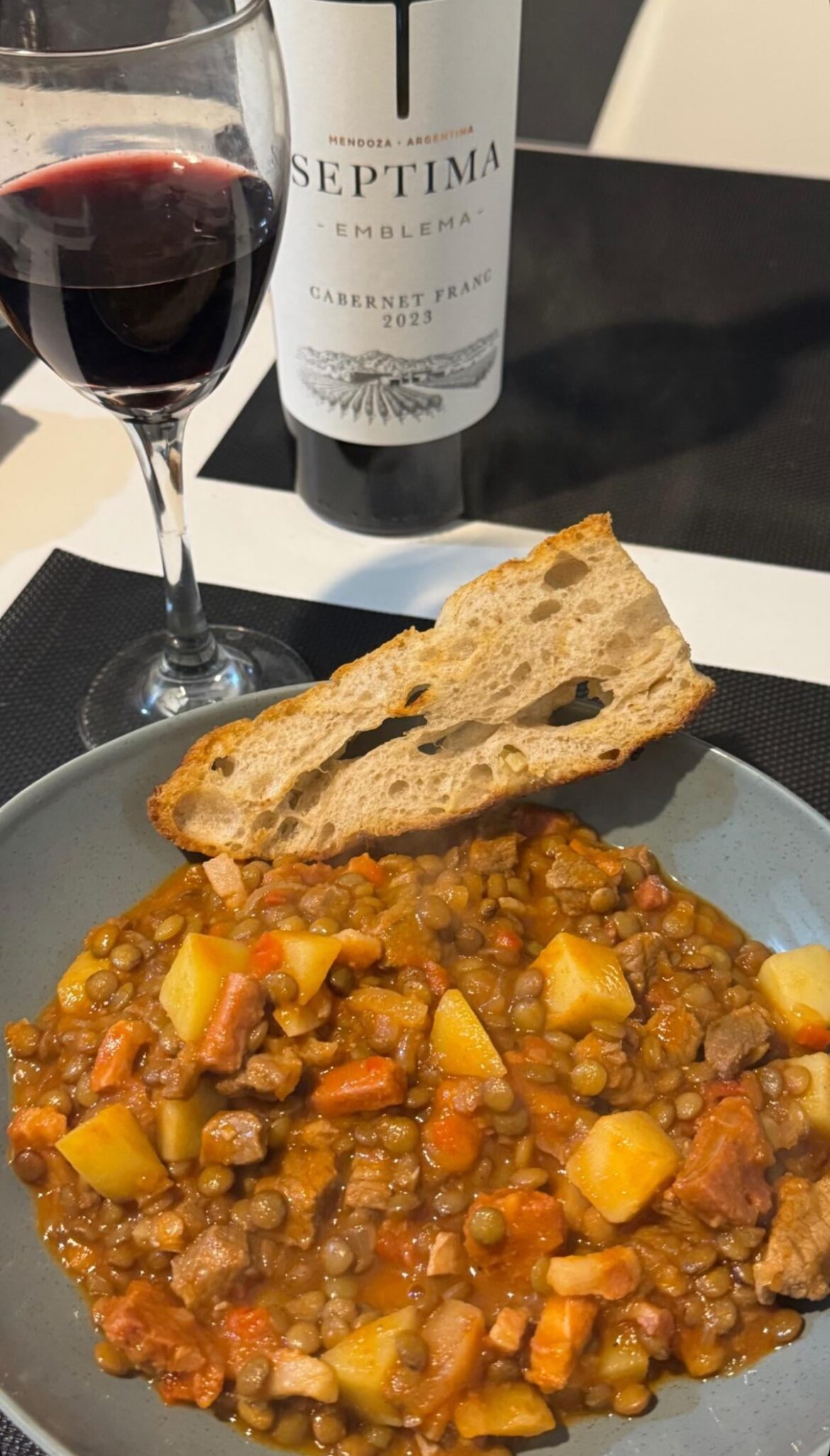 Lentil stew with meat, potatoes and carrot [close enough]