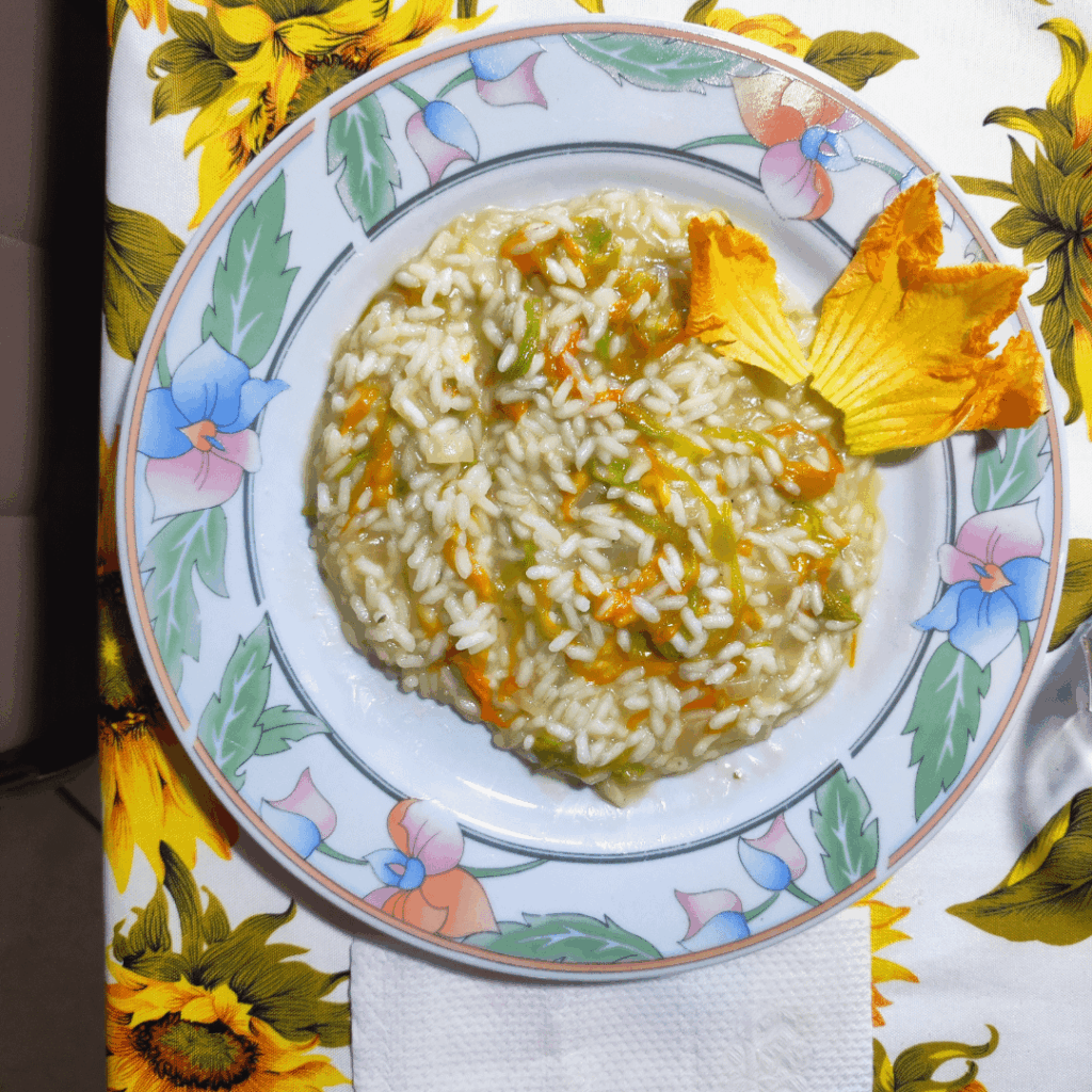 Risotto with courgette flowers