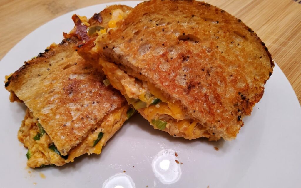 Buffalo Chicken dip melt on everything sourdough