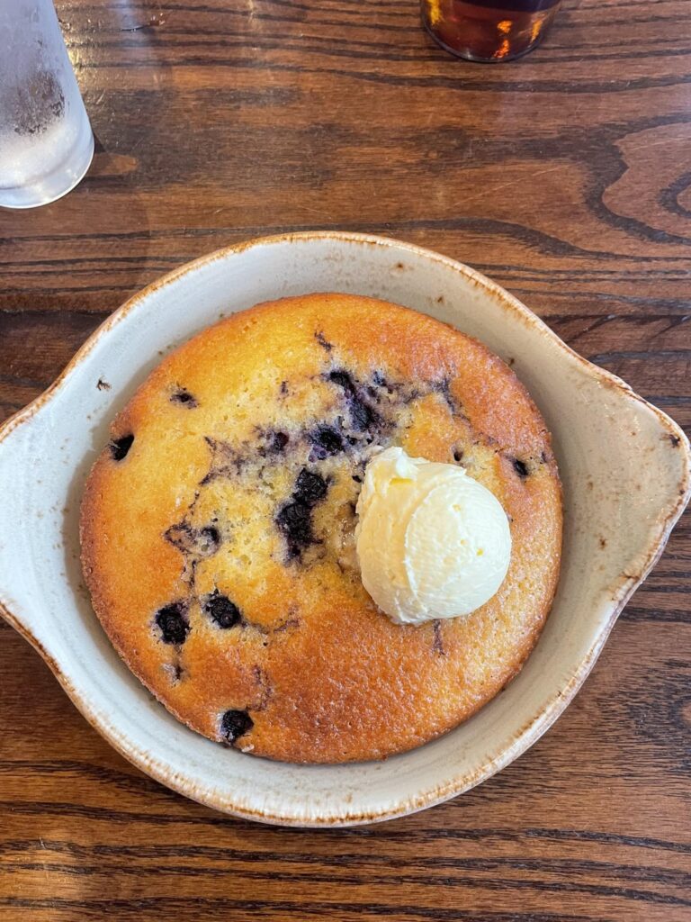 How much a blueberry cornbread pastry? Was like a fingertip deep.