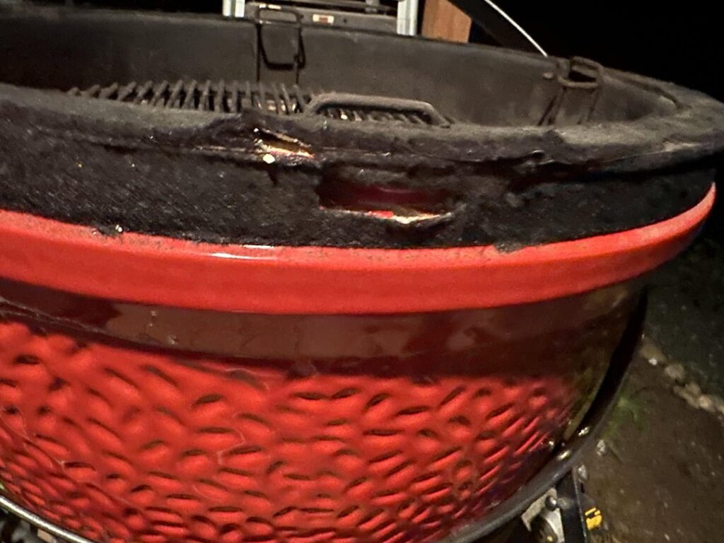 Discovered a damaged/crumbling area of Kamado Joe Classic Discovered a damaged/crumbling area of Kamado Joe Classic
