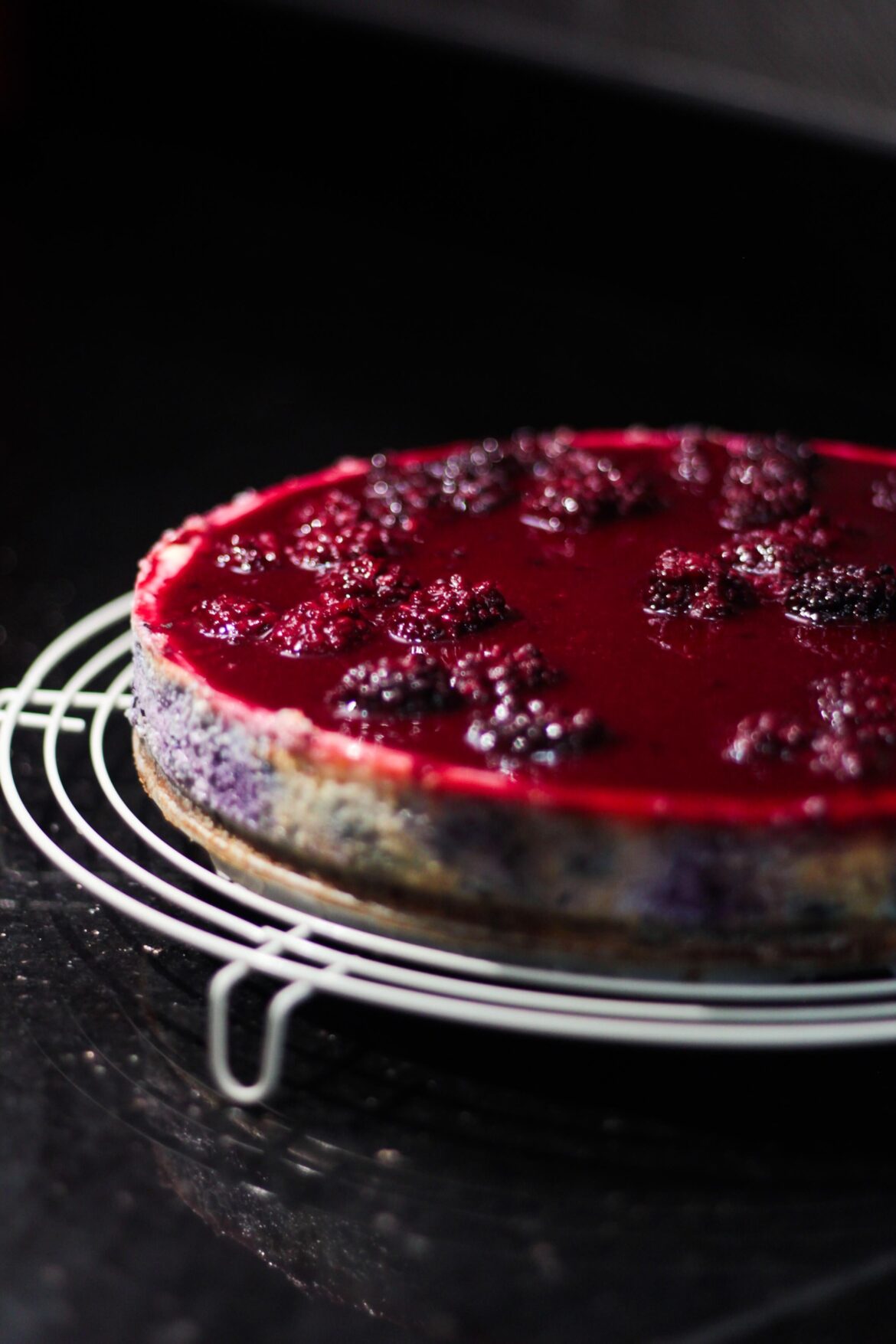 Blueberry and blackberry cheesecake.