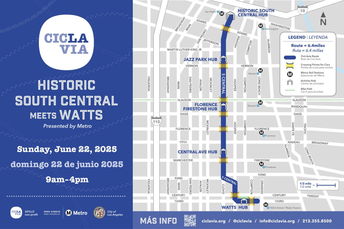 Recommendations along Sunday's CicLAvia Route (S. Central from Washington to 103rd)?