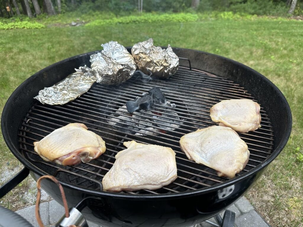I got rained out, but I got most of it done in the grill…