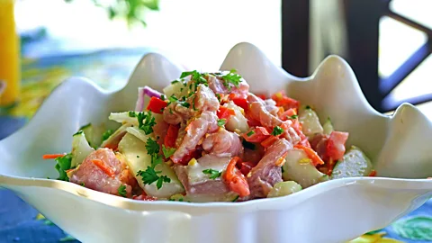 EQRoy/Alamy Poisson cru is a simple raw fish salad from French Polynesia (Credit: EQRoy/Alamy)