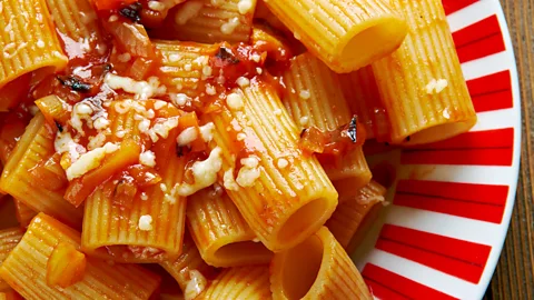 Alamy Rigatoni alla pajata is just one of the delicious Roman comfort foods served at Tram Tram in San Lorenzo (Credit: Alamy)