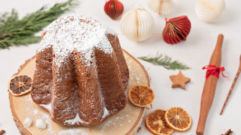 Pandoro with Christmas decor