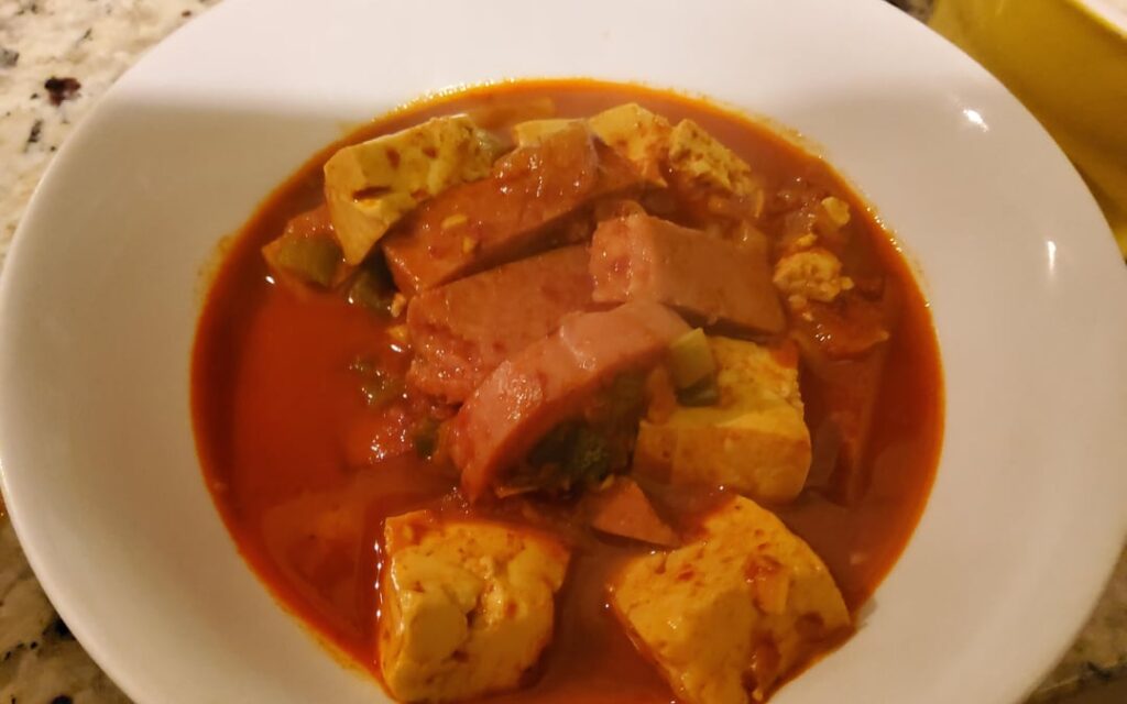 Grew up eating spam and tofu soup. Just few ingredients but a hearty meal with hot rice.