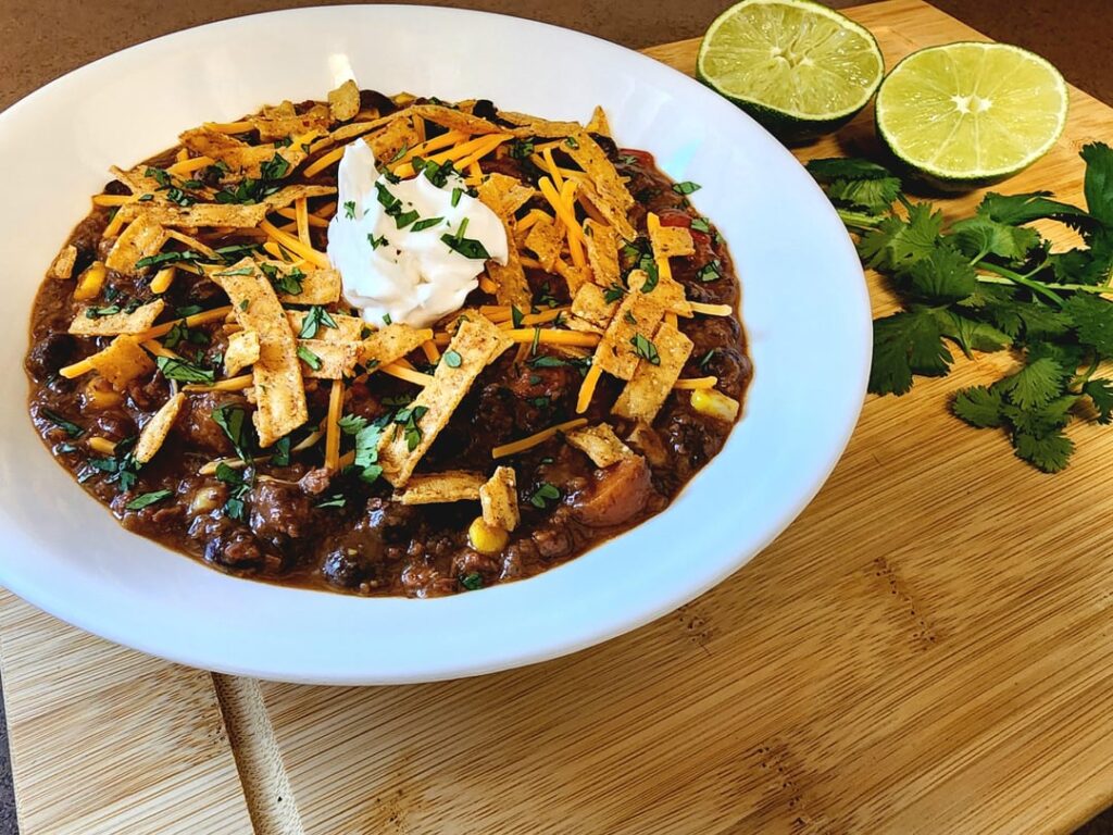 A bit too warm outside for black bean soup, but was craving it anyways