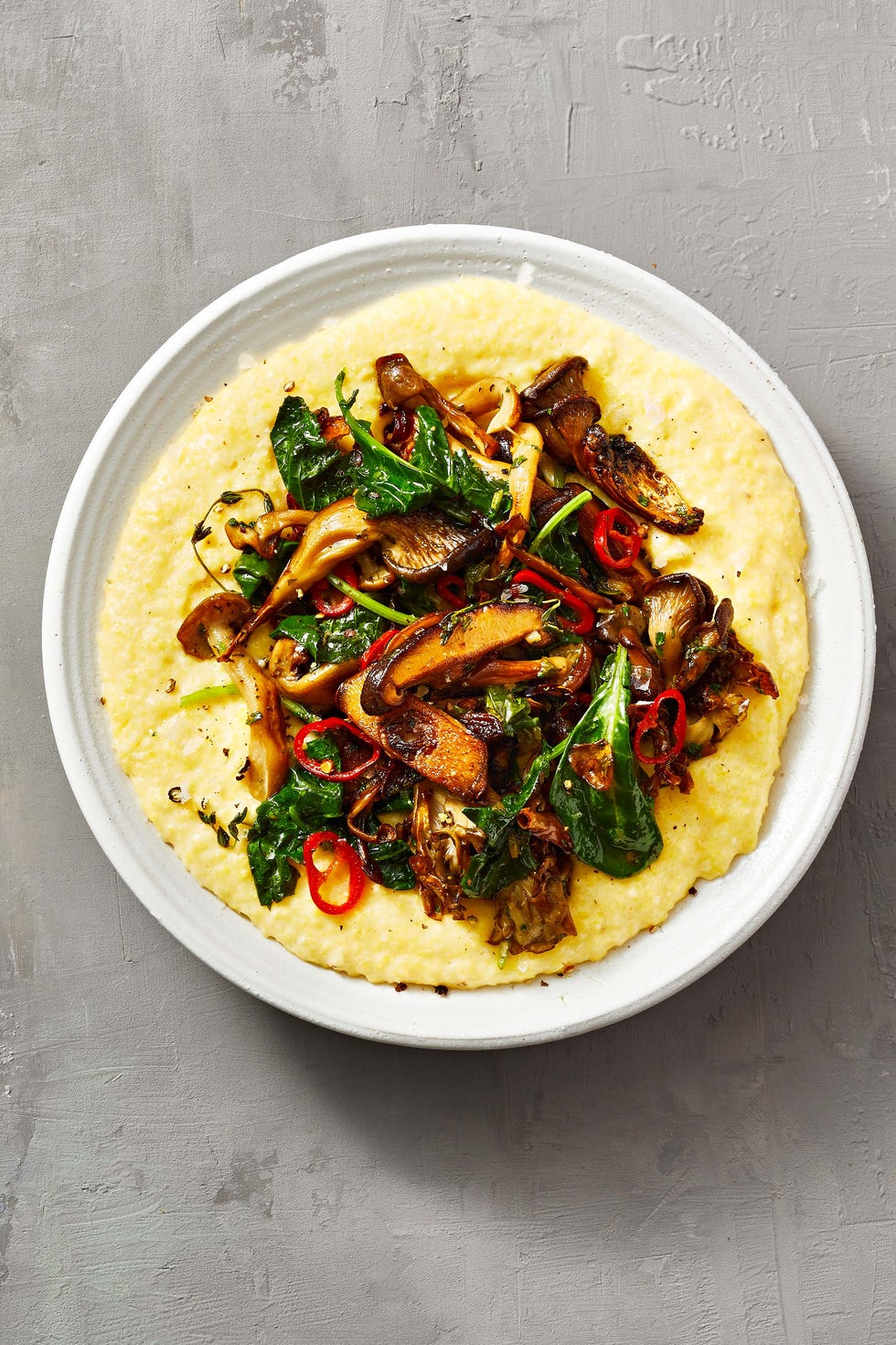 polenta with mushrooms on a plate