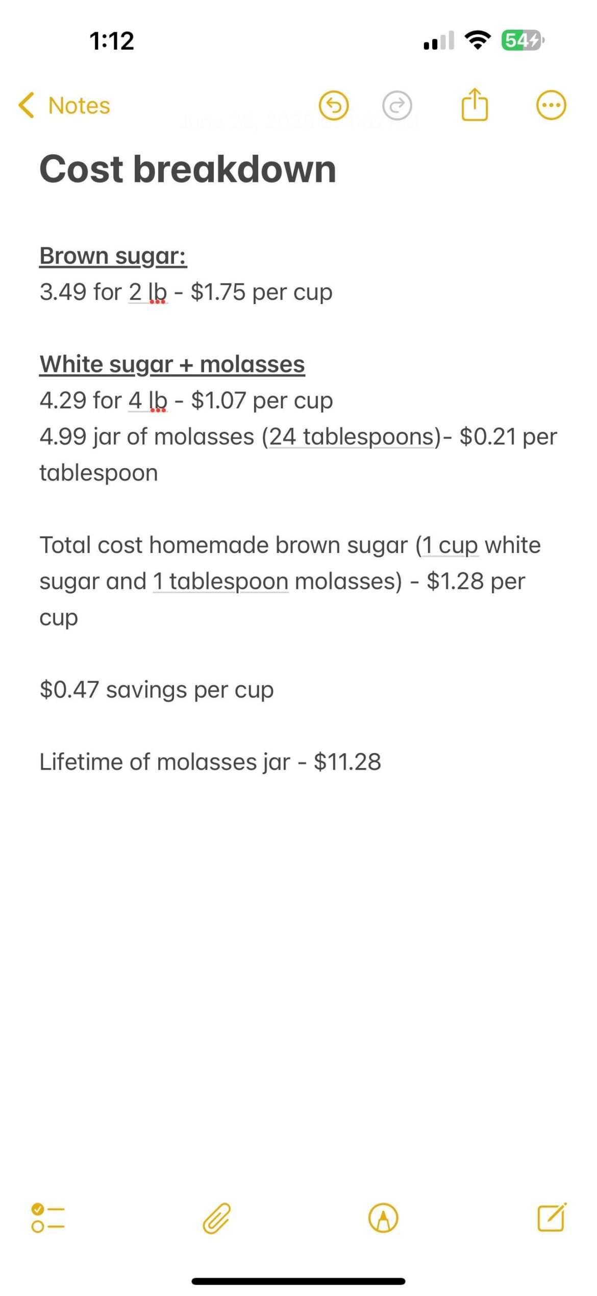 Savings breakdown pre-made vs home-made brown sugar Savings breakdown pre-made vs home-made brown sugar