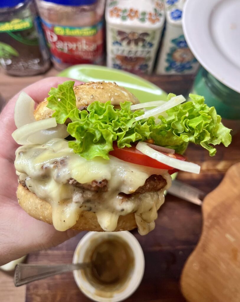 A sourdough double pork cheeseburger | TFC