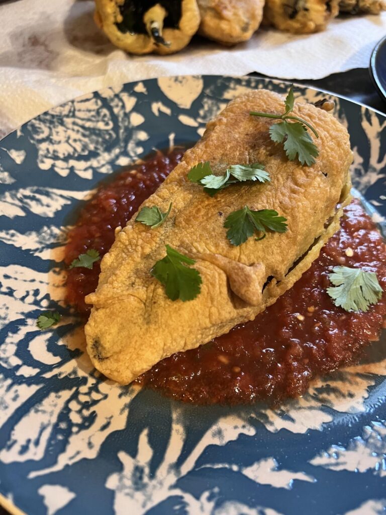 I believe I used the wrong batter for these chilie rellanos. They were stuffed with meat, cheese, vegetables. Was my first time trying to make them.