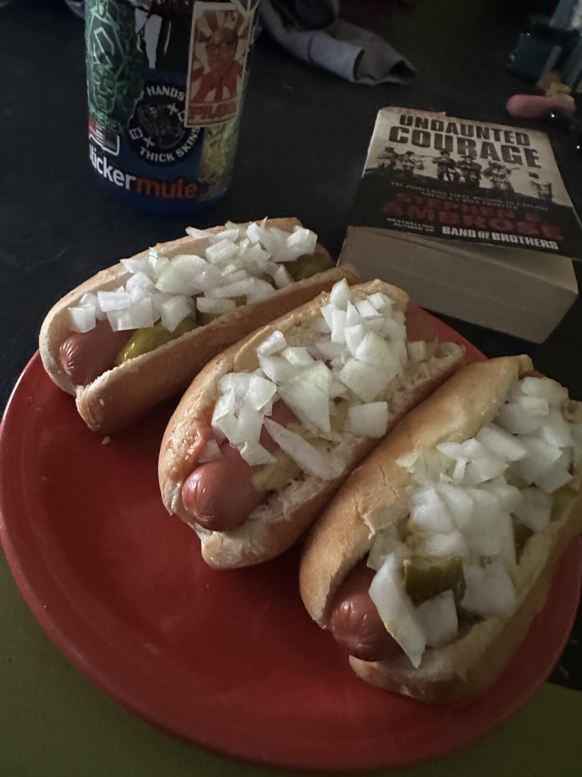 Wonder if i should have some hot dogs with my onions and mustard?