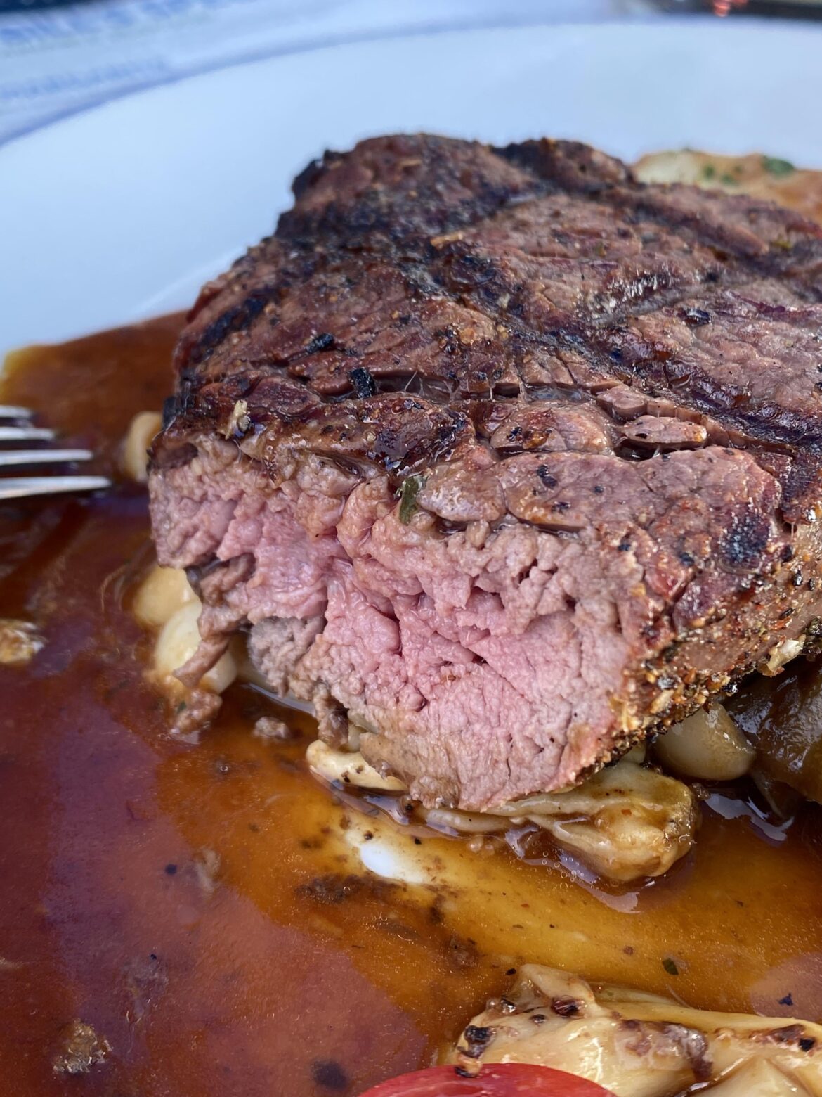 Would y'all consider this $80 filet mignon medium-rare? Tried to get the best photo of the color that I could, we were outside so it was natural lighting.