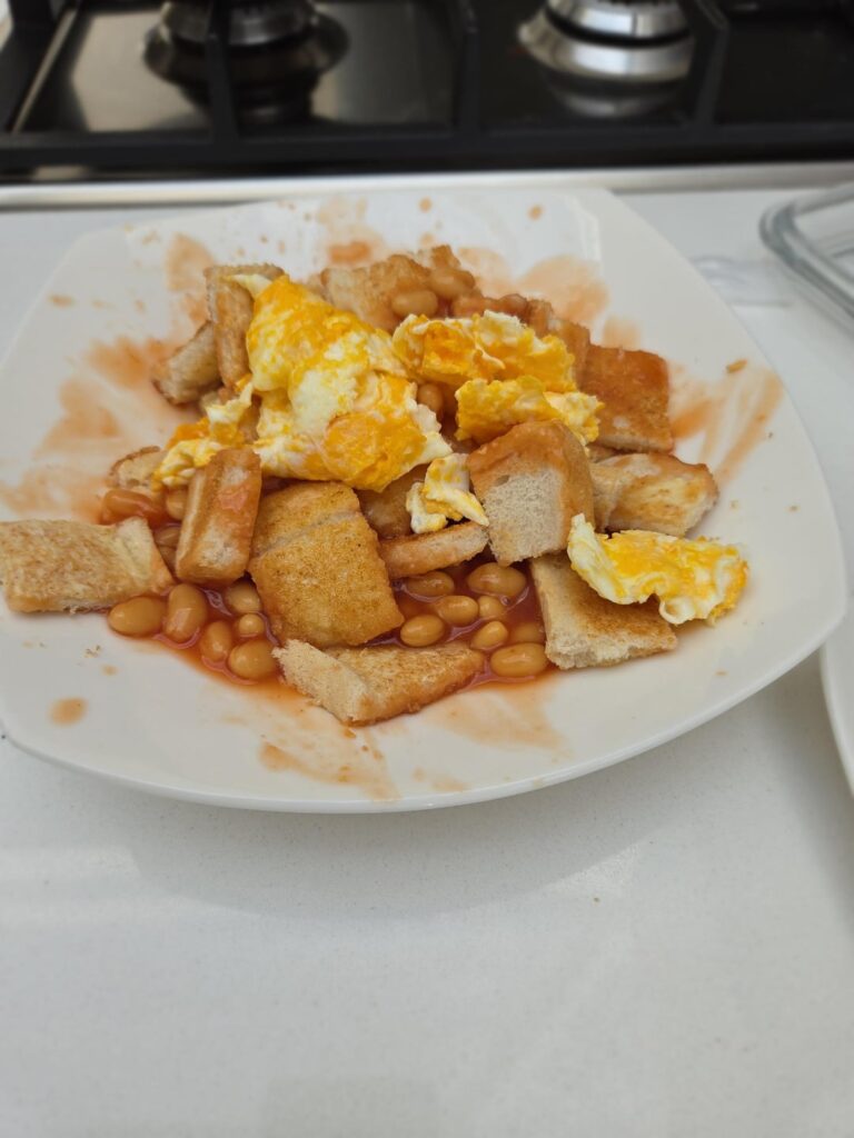 My teenage daughter made her version of beans on toast