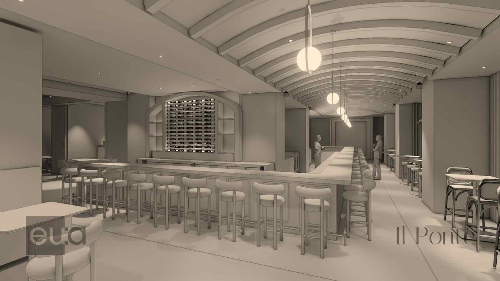A rendering of the bar at Il Ponte