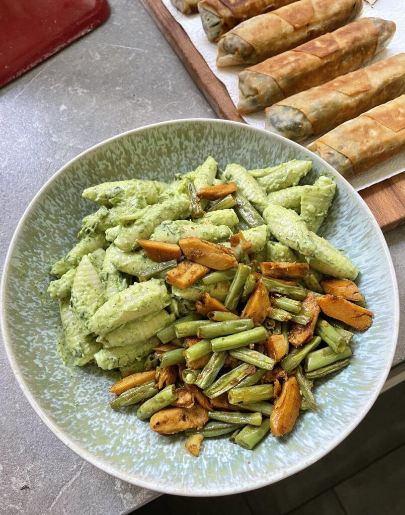 Herby pasta salad for dinner and snack prep for my husband
