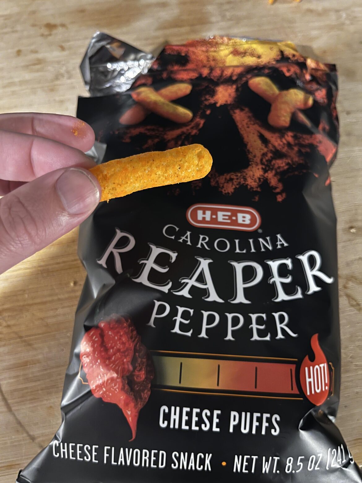 10/10 for hot cheese puff. Good heat. Good flavor.