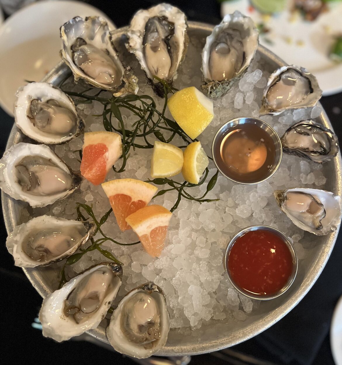 Blue point, kushi and Hama Hama oysters