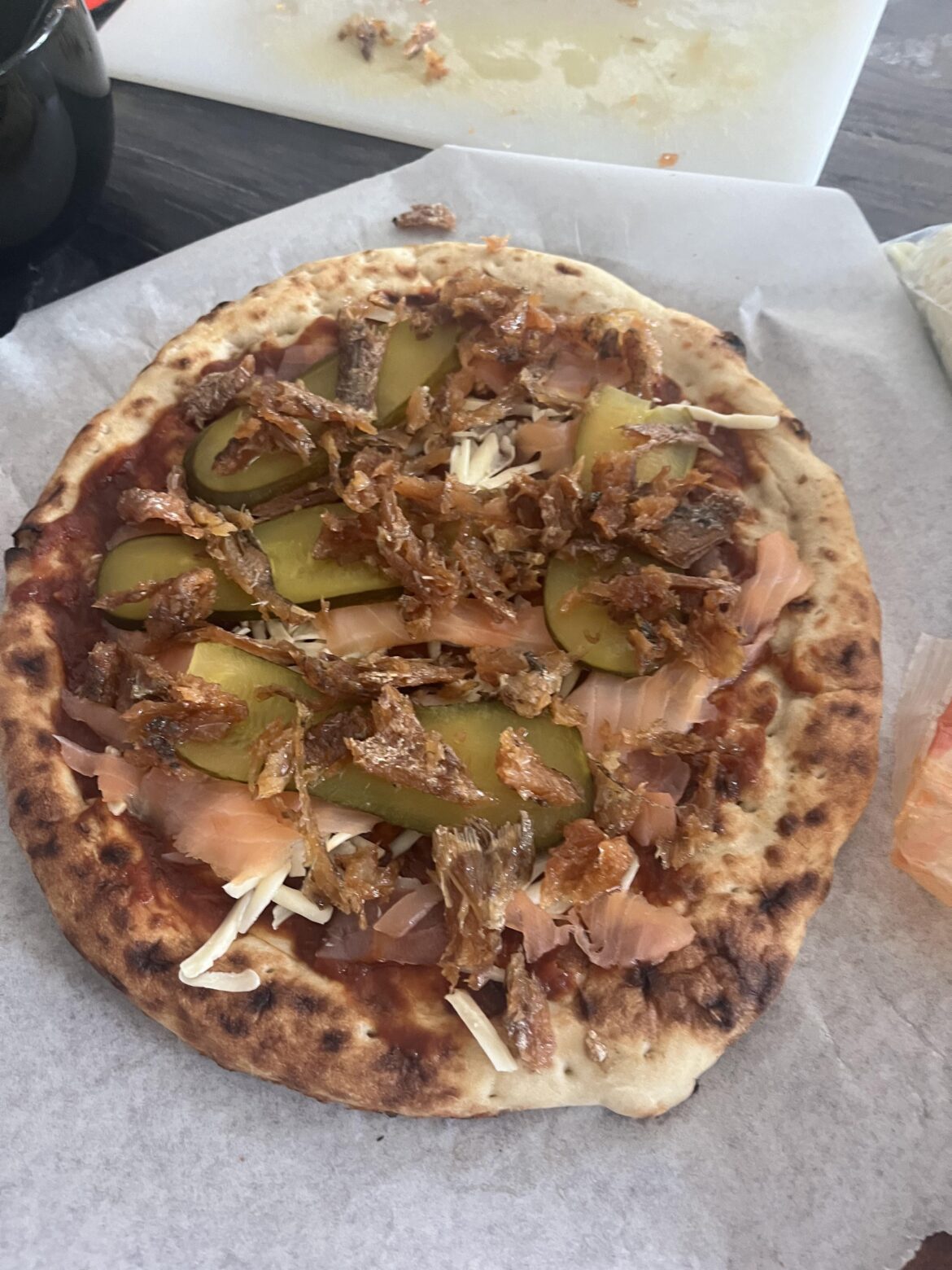 I got my friends to each bring an ingredient and we made a pizza