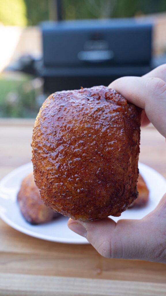 Apple Glazed Chicken Thighs on Smoker