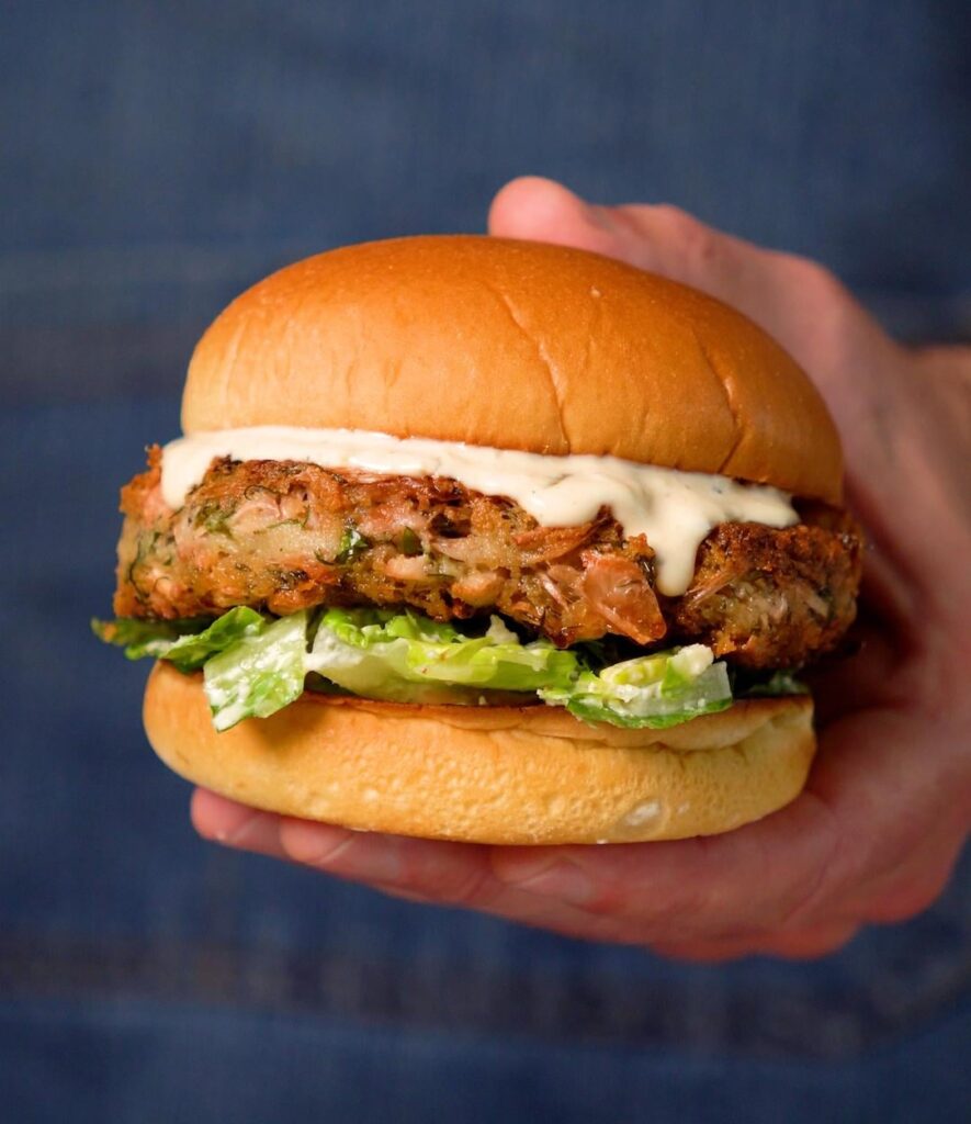 Jackfruit "Crab" Cake Caesar Sandwich