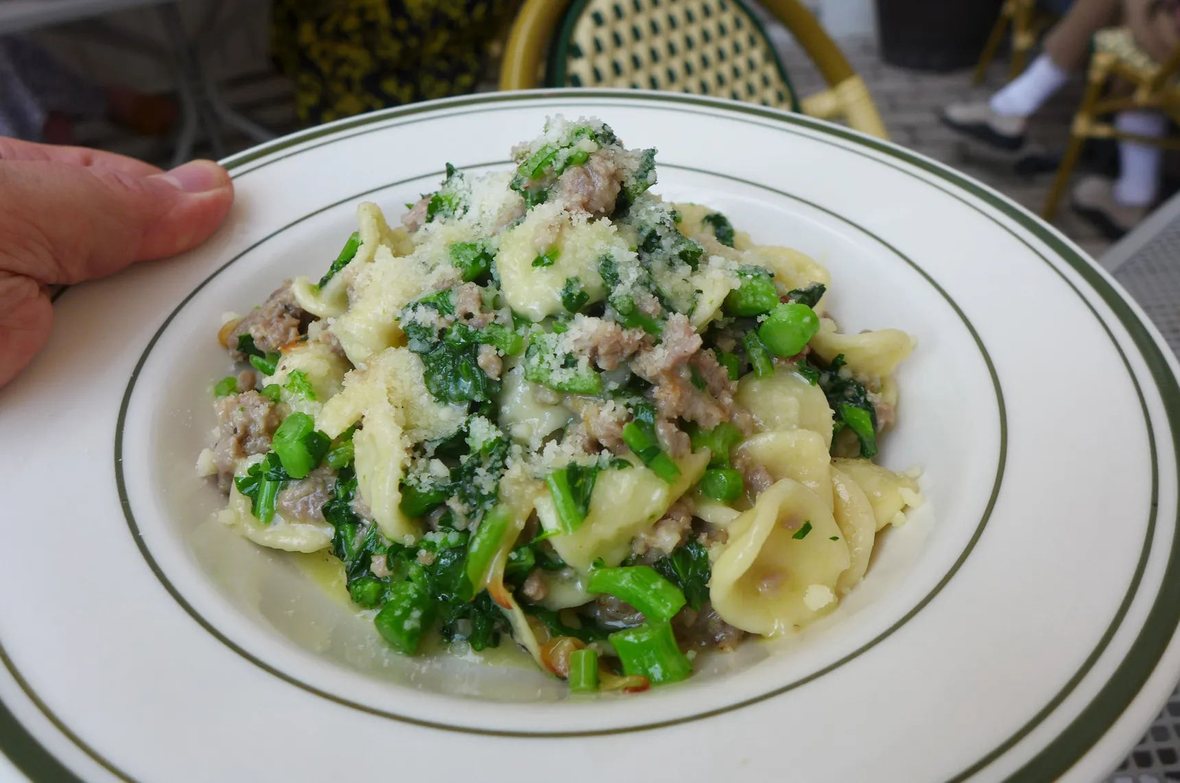 pasta with sausage and broccoli rabe. 