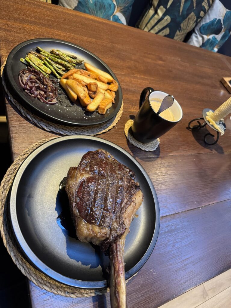 Steak and chips - I only managed to eat half.  Forgive me.