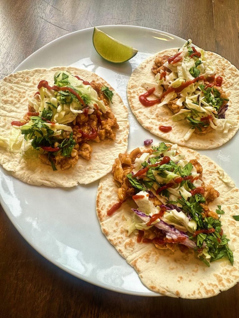 Sweet & Spicy Cashew Chicken Tacos