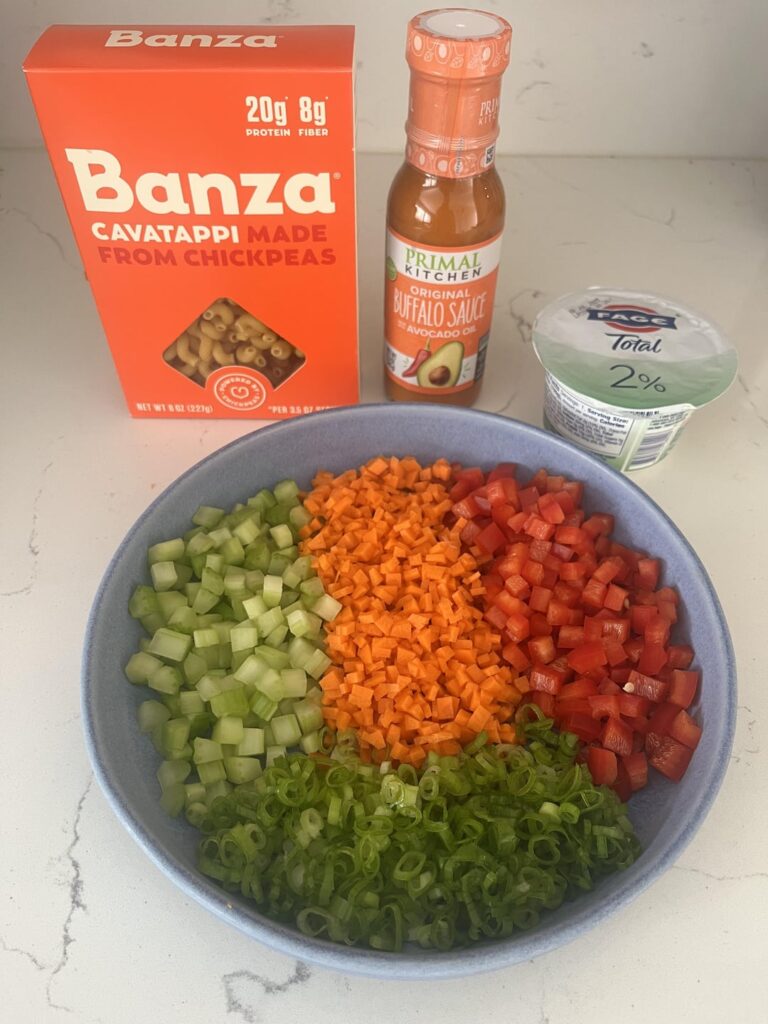 Buffalo chicken protein pasta