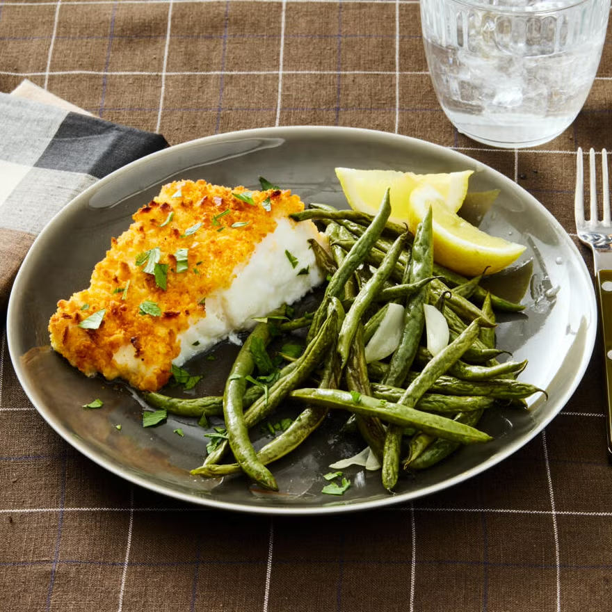 summer dinner recipes cracker crusted cod with green beans