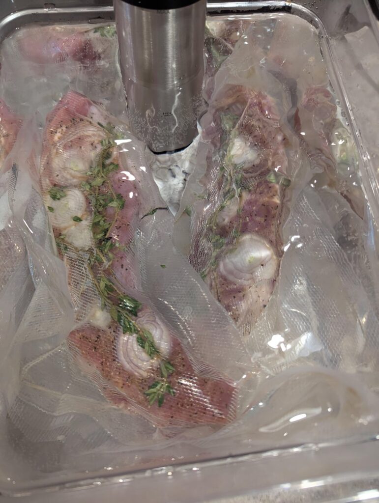 Got a sous vide for Father's Day and made a pork tenderloin with a mushroom/shallot cream sauce as my first meal tonight. I'm hooked.