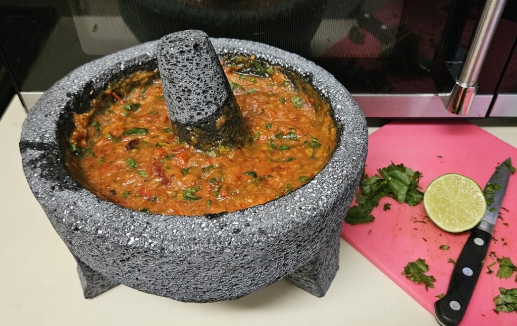 First salsa in my molcajete!