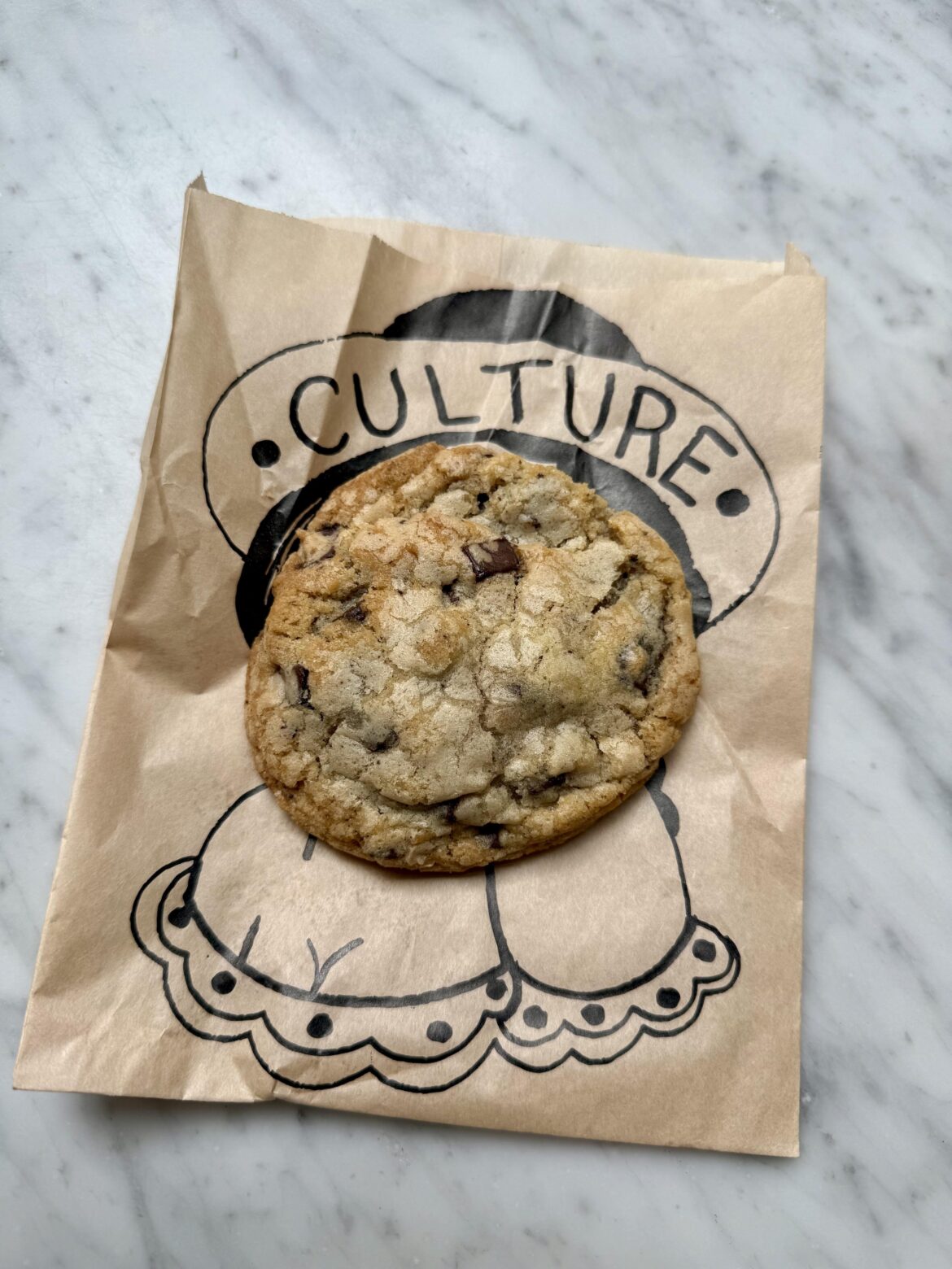 Solid chocolate chip cookie