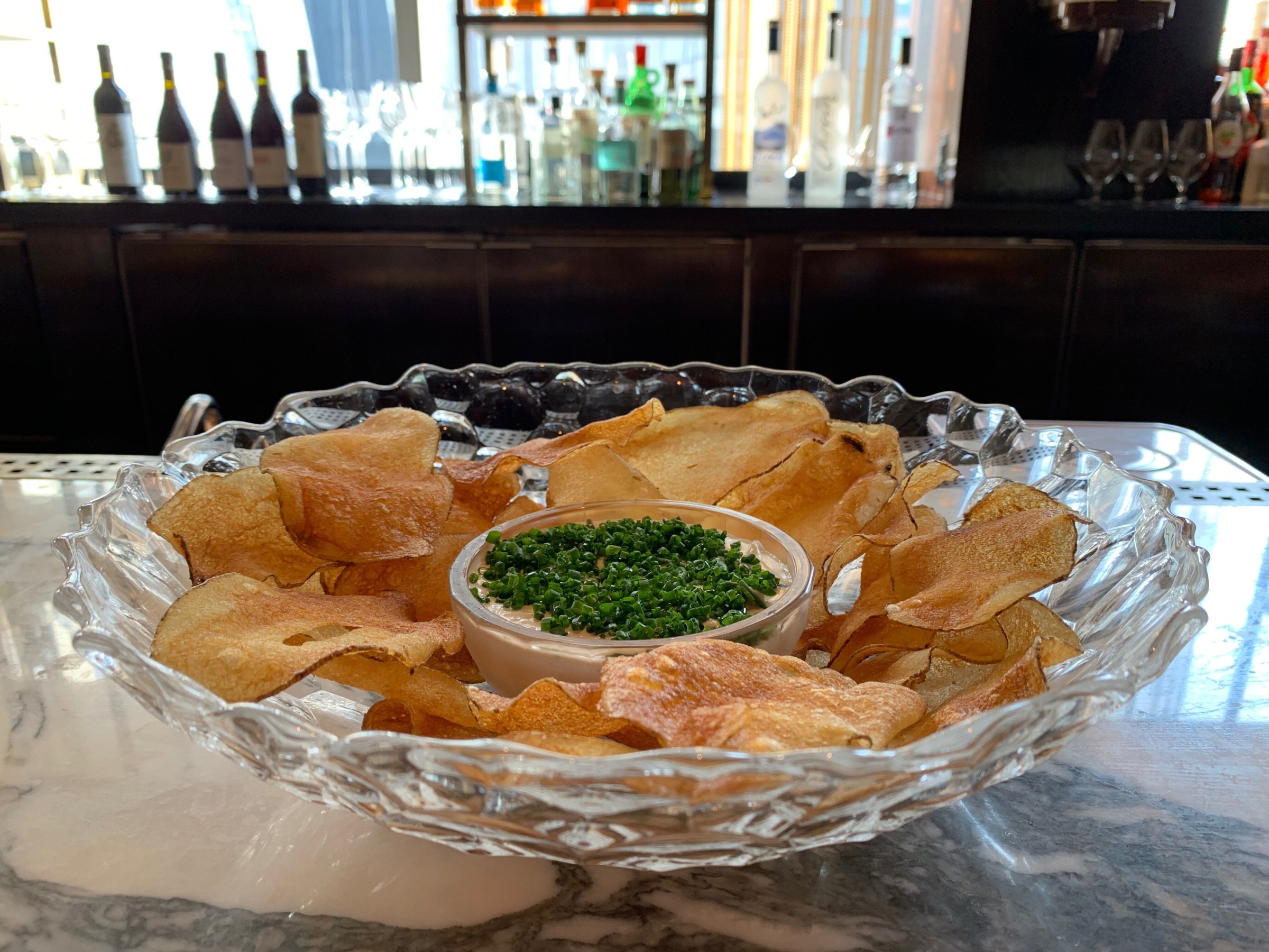 TAK Room’s Kennebec potato chips with French onion dip