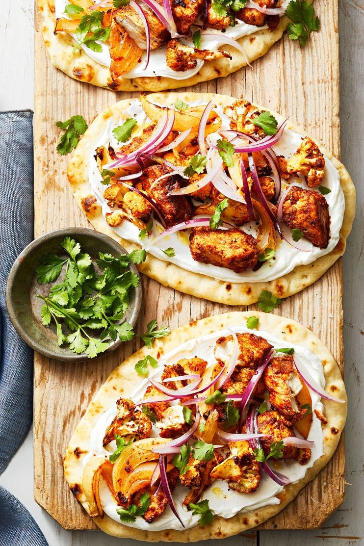 healthy air fryer recipes, cauliflower chicken flatbreads