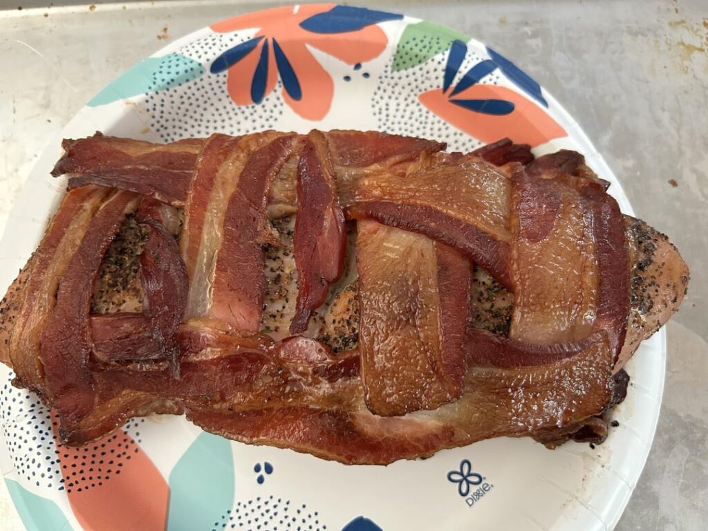 Bacon wrapped turkey tenderloin