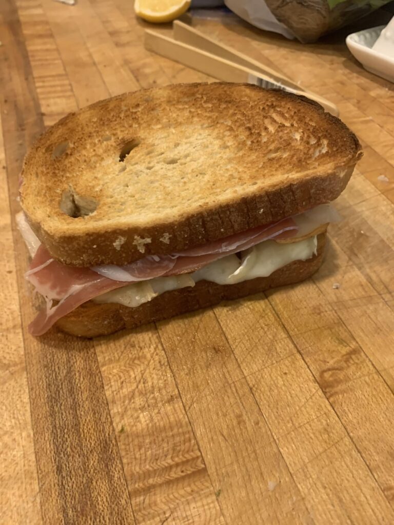 Pear, Brie, and Prosciutto on Rye