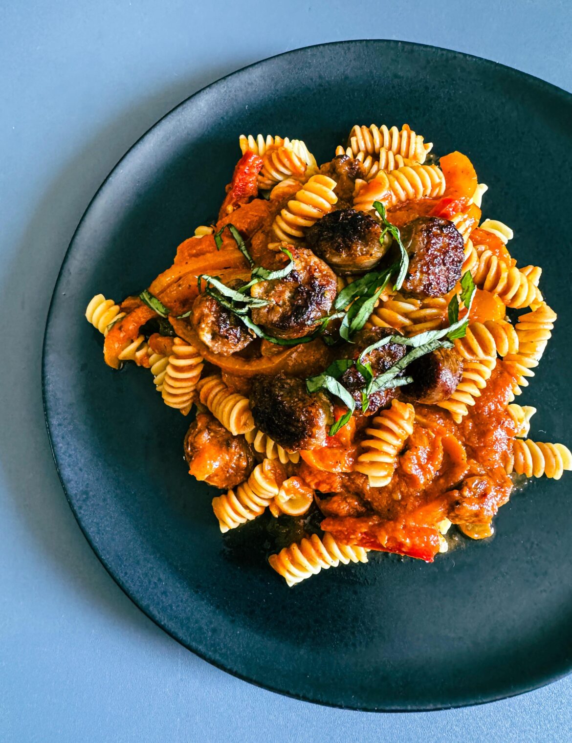 Protein Pasta with home made sauce and Italian sausage