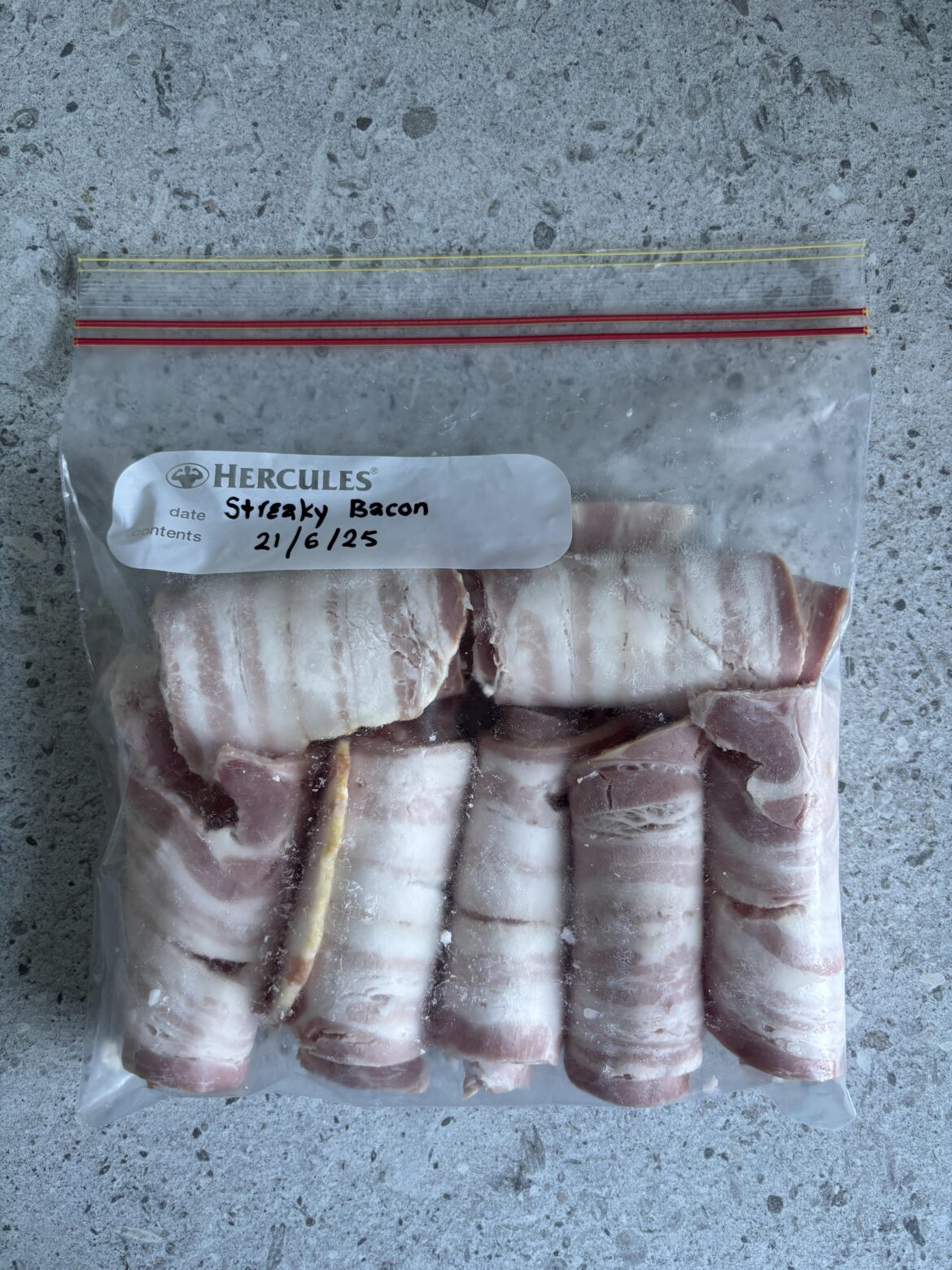 Storing leftover bacon in the freezer
