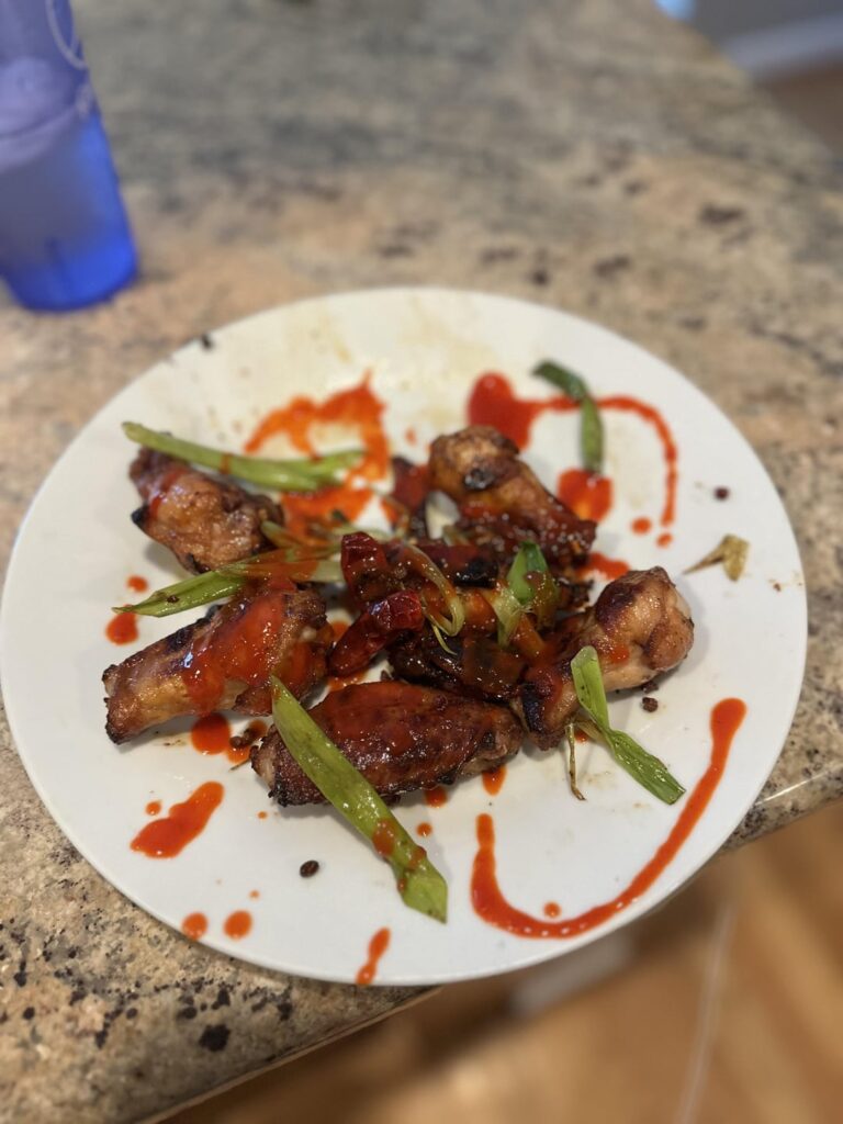 Gochujang marinated wings on the smoker