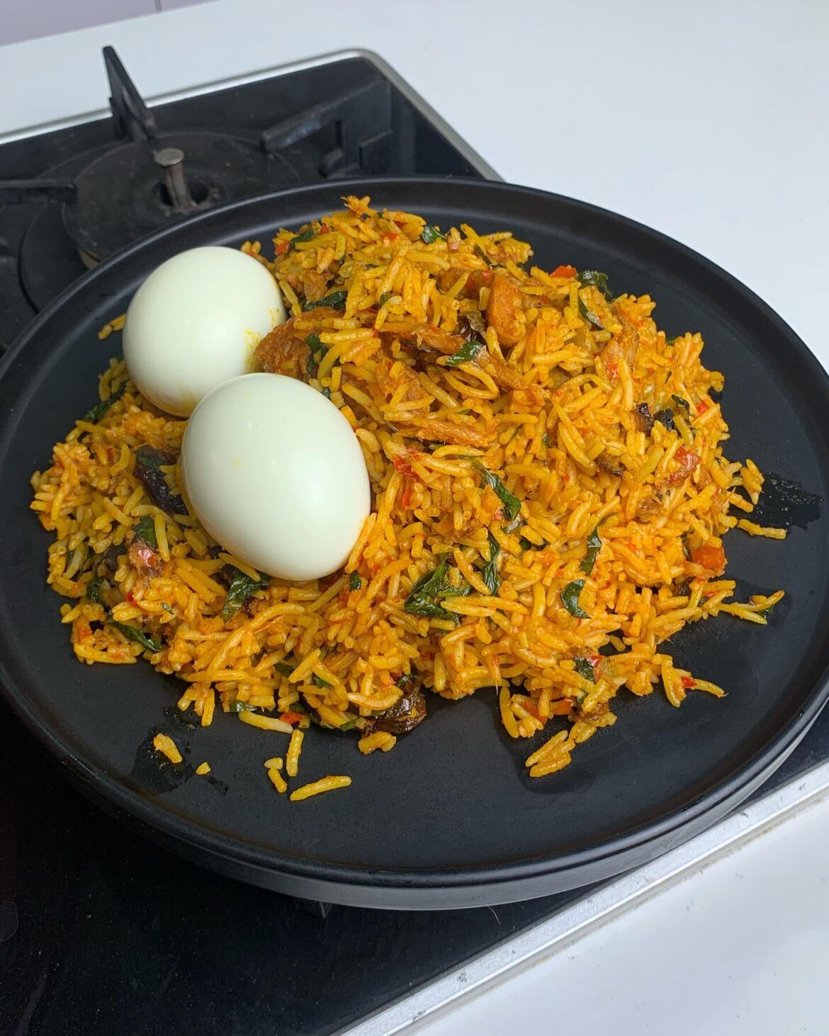 Leftover biryani rice with egg