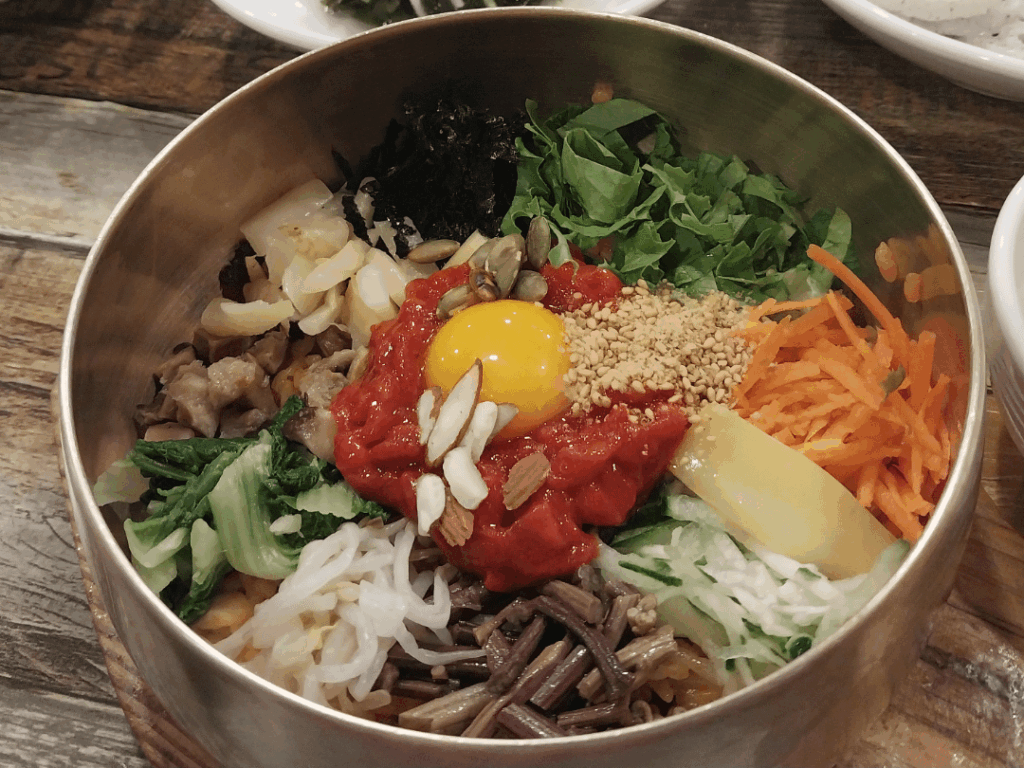Arguably, the best bibimbap– Jeonju yukhoe bibimbap, from the restaurant Sungmidang (성미당 전주 육휘비빔밥)