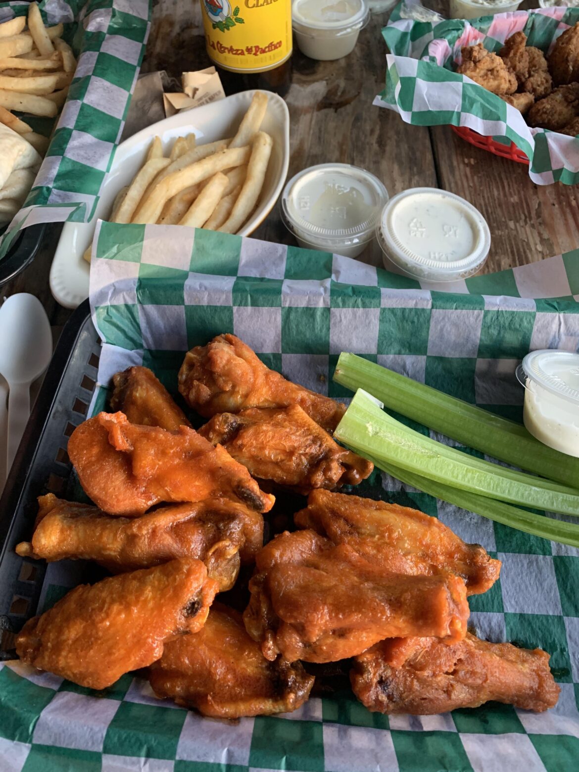 At the beach. Wings or Seafood? Wings!